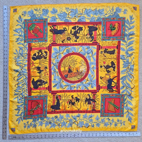 Hermes Accessories - Hermès Silk Scarf Musique des Dieux Ancient Greece Greek Music Dance Hand-rolled